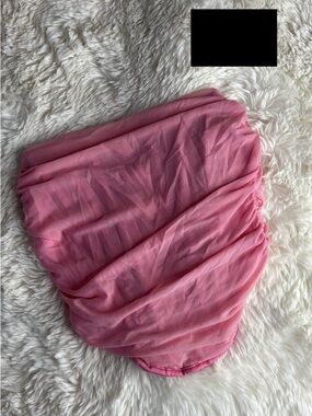 Pink Sheer Ruched Bandeau Top